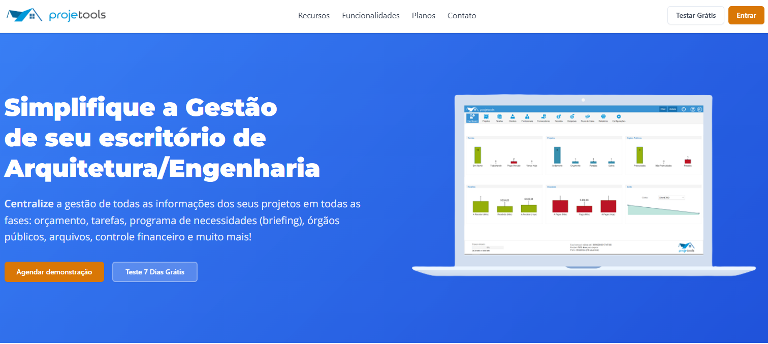 Interface do software Projetools